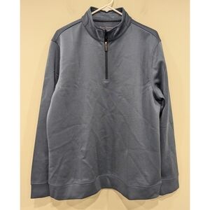 Hickory Freeman Comfort Stretch Blue Striped Quarter Zip Pullover Size Medium